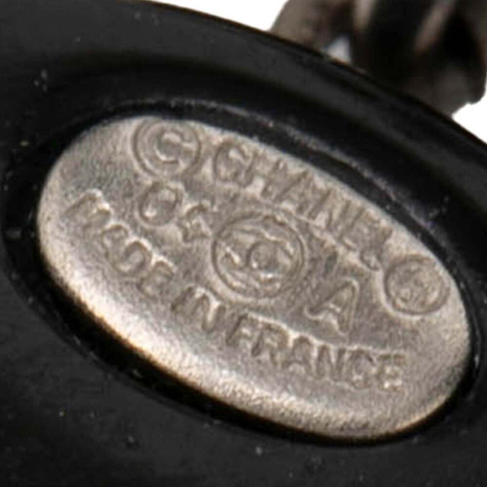 CHANEL Authentic Black Logo Earrings - Picture 4 of 5